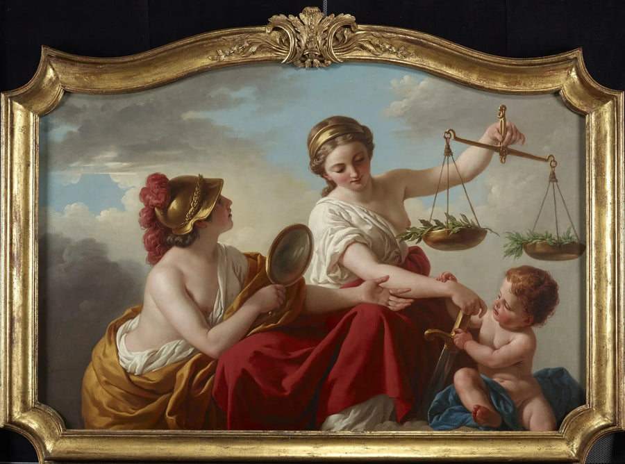Rättvisan avväpnad av oskuld och hyllad av försiktighet - Louis Jean François Lagrenée