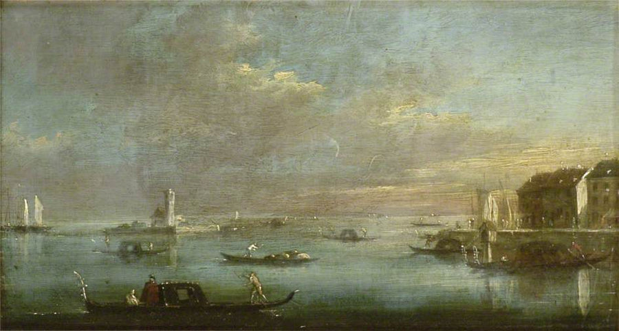 Venetianska lagunen vid solnedgången - Francesco Guardi