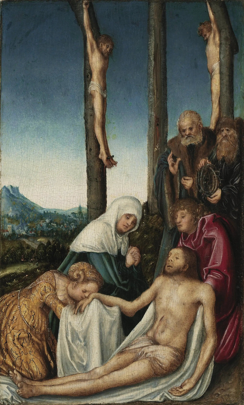 Lamentationen med de två brigderna korsfästa - Lucas Cranach den äldre