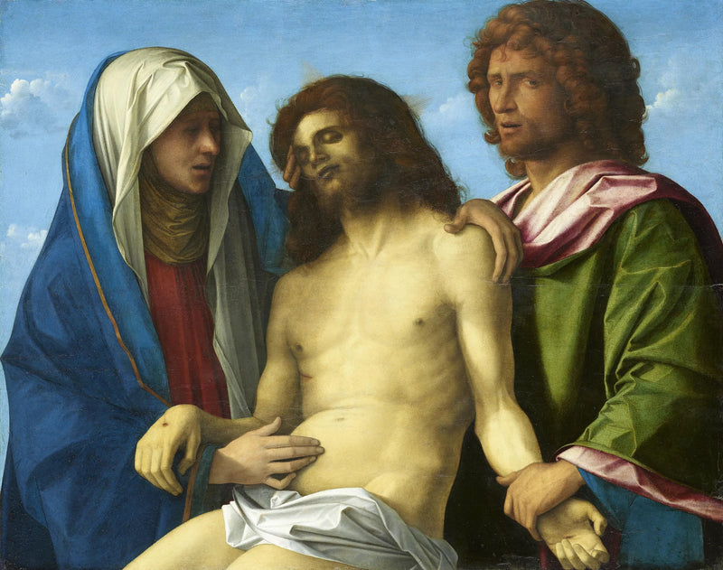 Lamentationen: Kristi kropp hålls av Maria och Johannes / Pietà - Giovanni Bellini