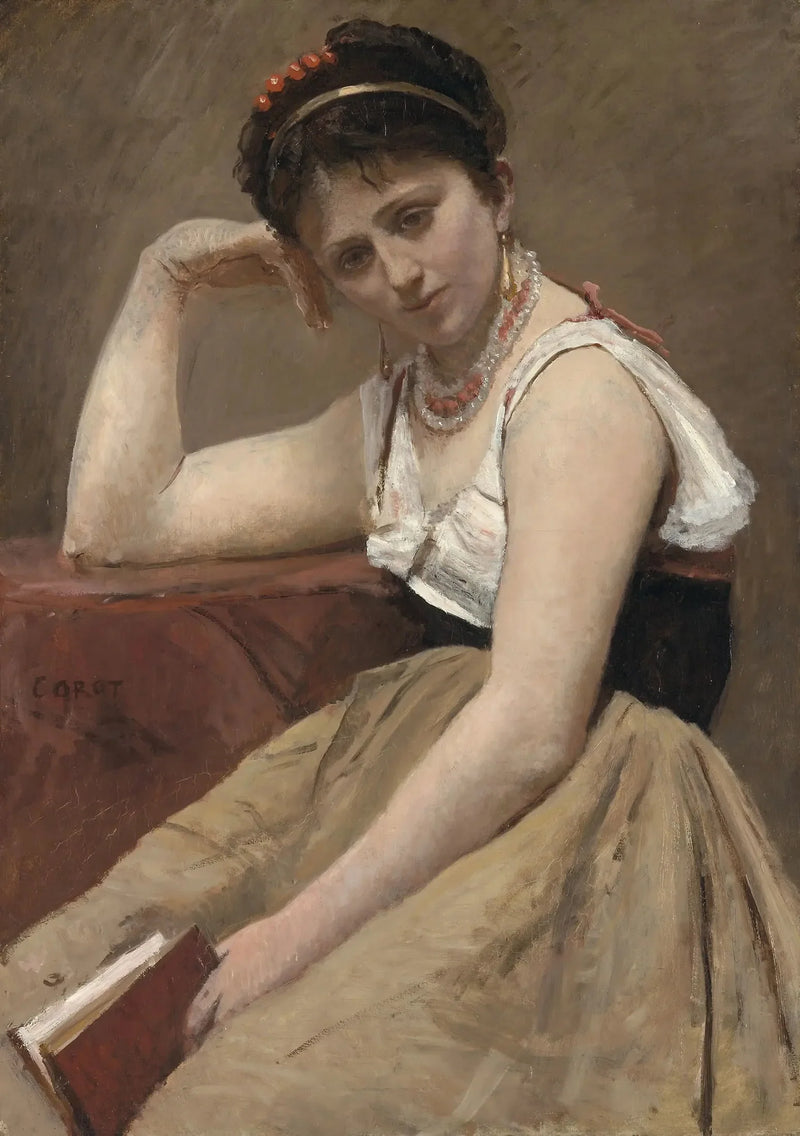 Avbruten läsning - Jean-Baptiste Camille Corot