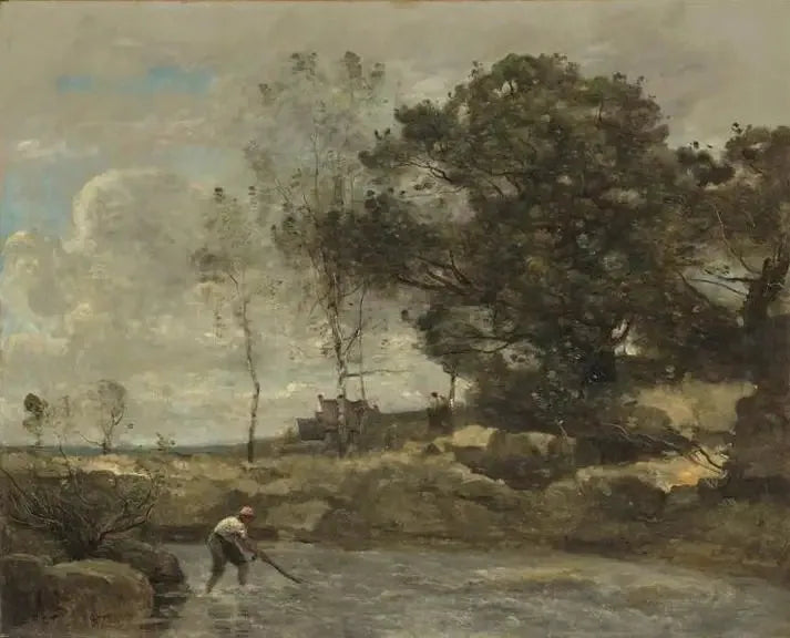 Fiskefångst - Jean-Baptiste Camille Corot