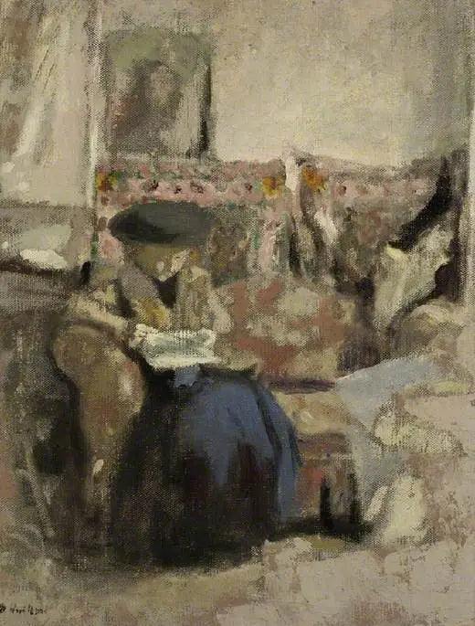 Liseuse med kudde - Édouard Vuillard