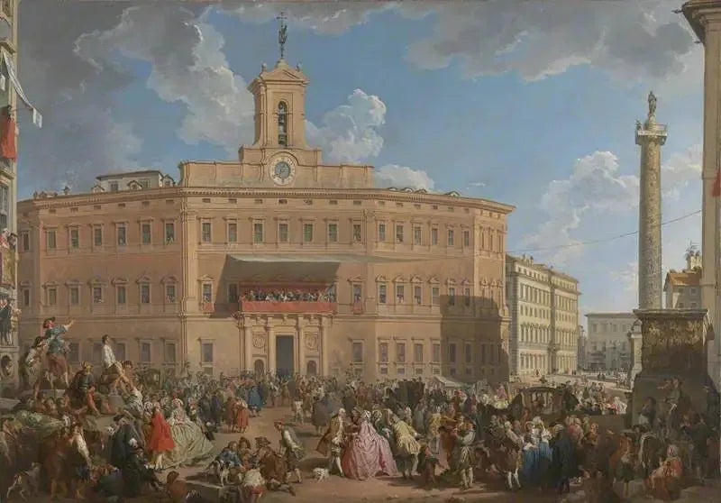 Loteriet på Piazza di Montecitorio - Giovanni Paolo Panini