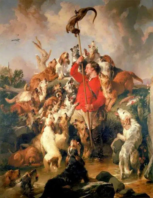 Lodjuret som harpunerades, utterhundar av earl of Aberdeen - Edwin Henry Landseer