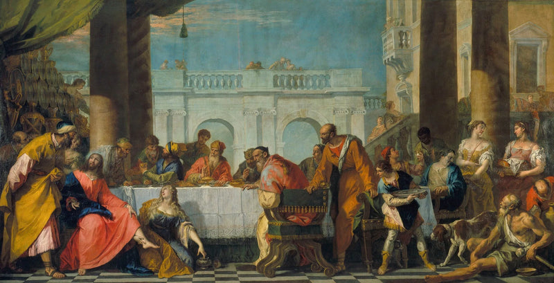 Madeleine som smörjer Kristi fötter - Sebastiano Ricci