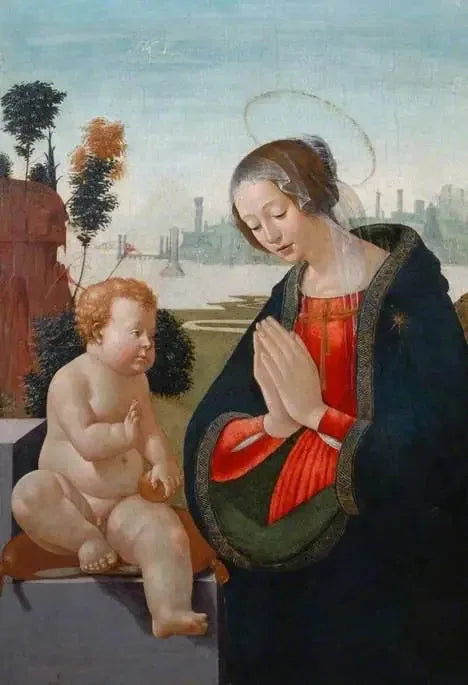 Madonna som dyrkar barnet - Domenico Ghirlandaio