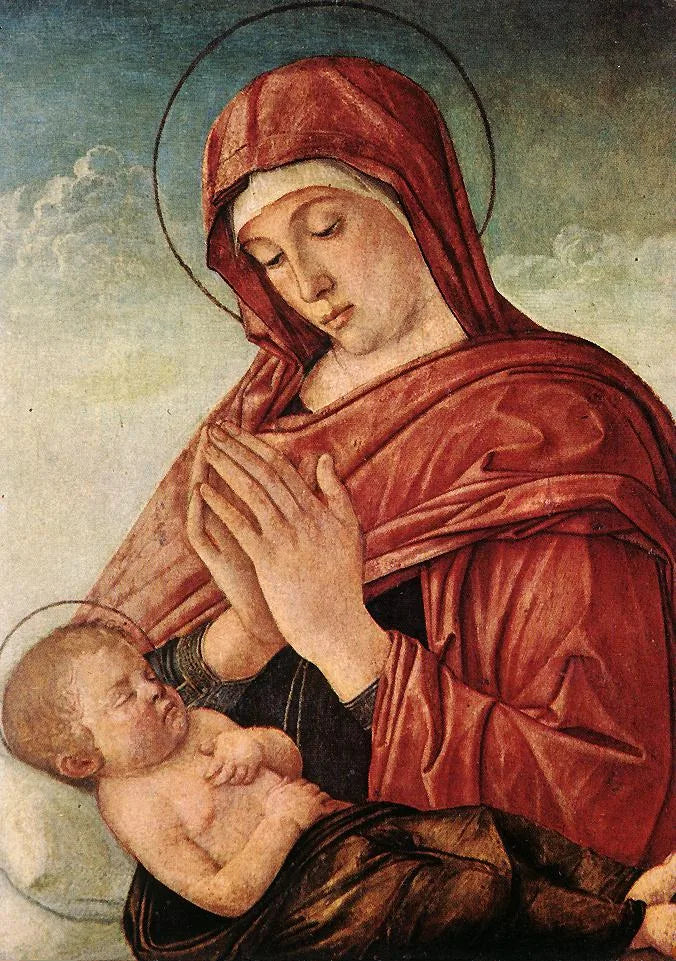 Madonna som dyrkar den sovande Jesusbarnet - Giovanni Bellini