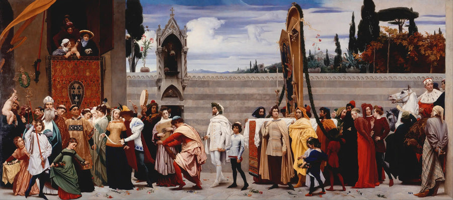 Madonna av Cimabue som bärs i procession i Florens - Frederic Leighton