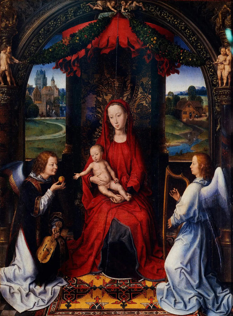 Madonna med barnet och två musikeränglar - Hans Memling