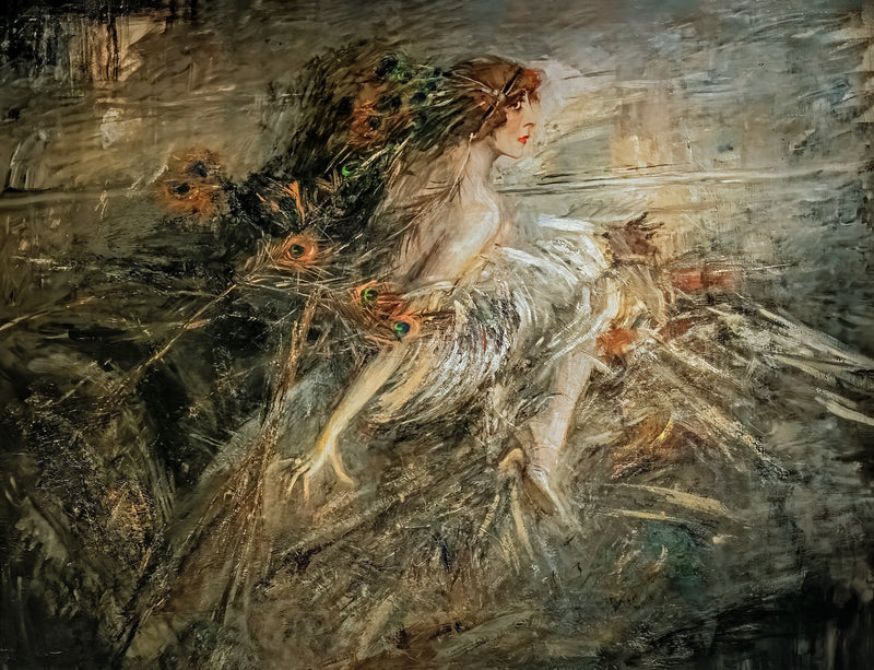 La Marquise Luisa Casati med påfågelfjäll - Giovanni Boldini