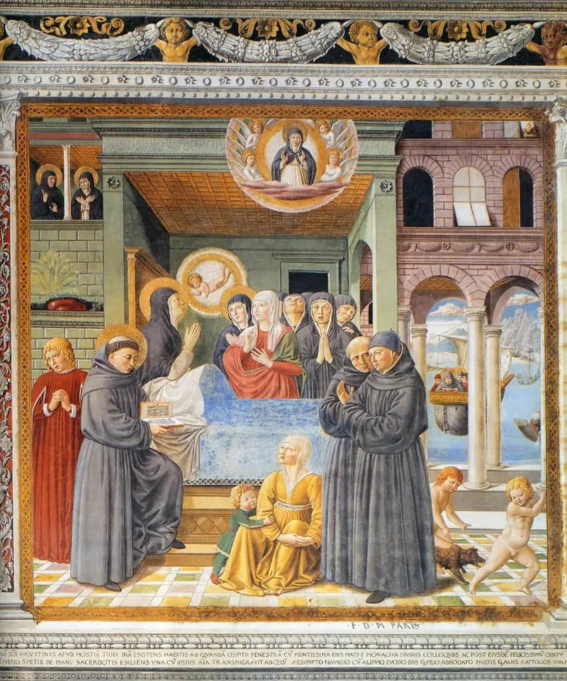 Död av heliga Monika (scen 13, södra väggen) - Benozzo Gozzoli