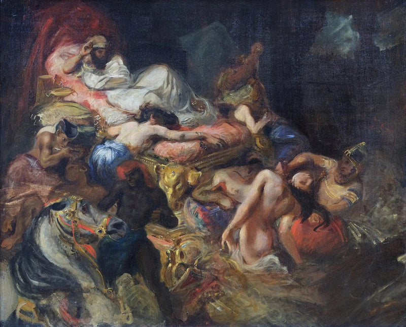 Sardanapales död, skiss - Eugène Delacroix