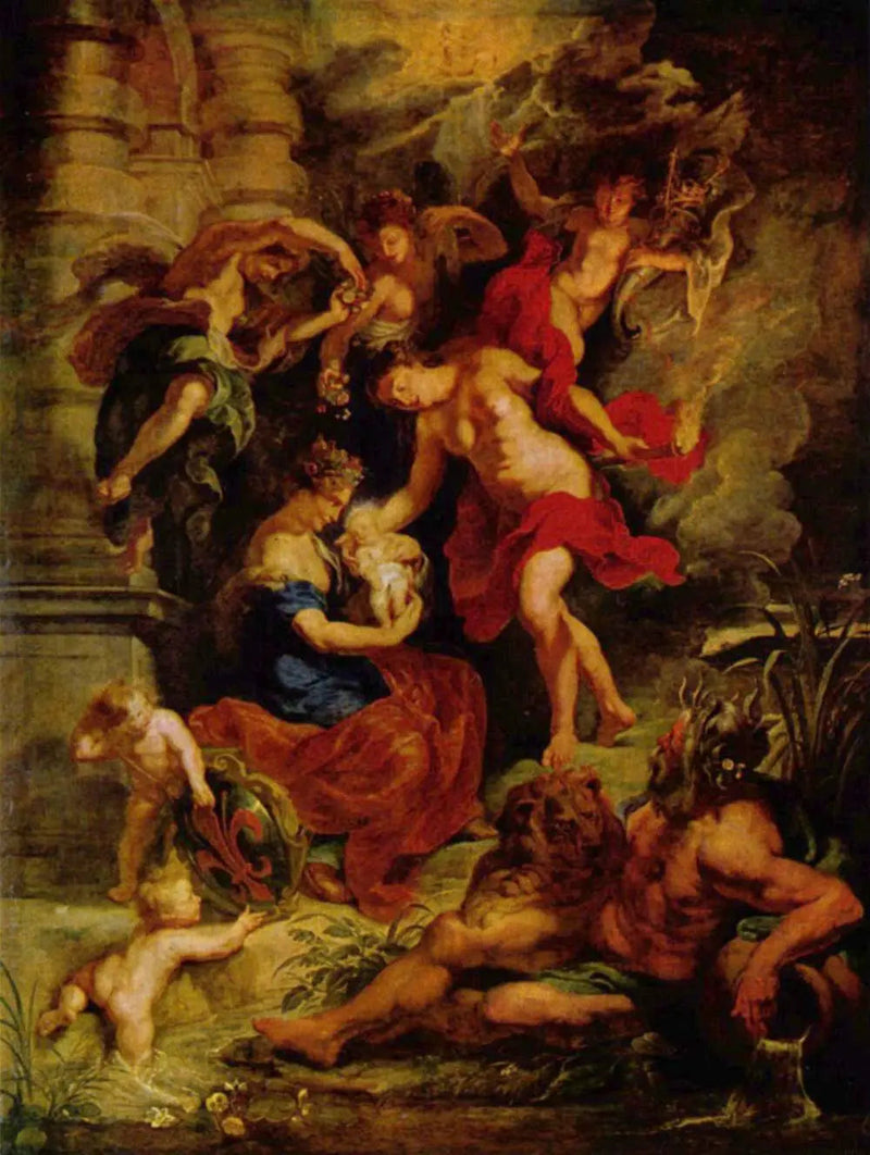 Födelsen av Marie av Médicis den 26 april 1573 i Florens - Peter Paul Rubens