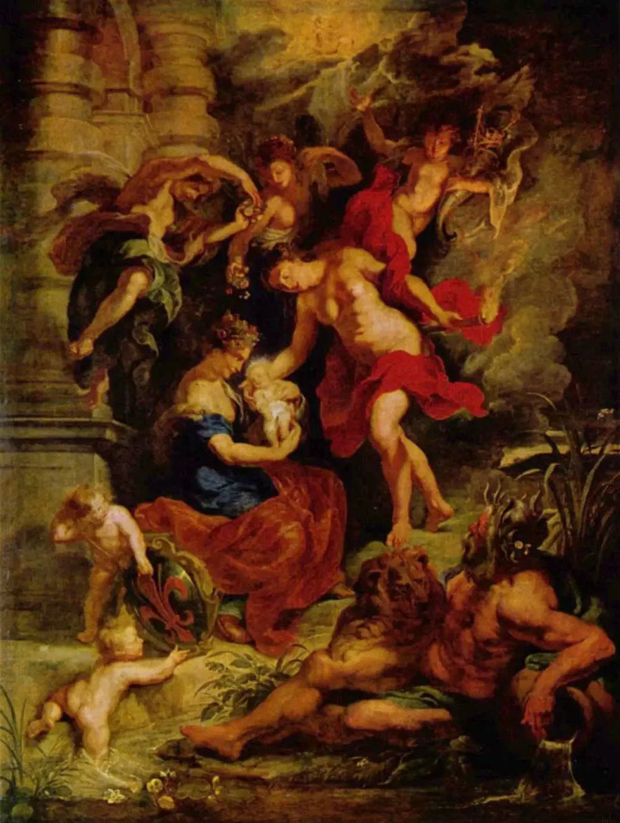 Födelsen av Marie av Médicis den 26 april 1573 i Florens - Peter Paul Rubens