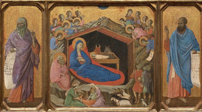 Födelsebilden med profeterna Jesaja och Hesekiel - Duccio di Buoninsegna