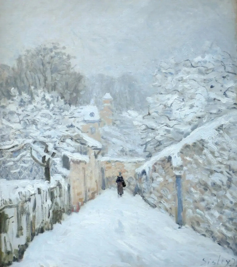 Snön i Louveciennes - Alfred Sisley