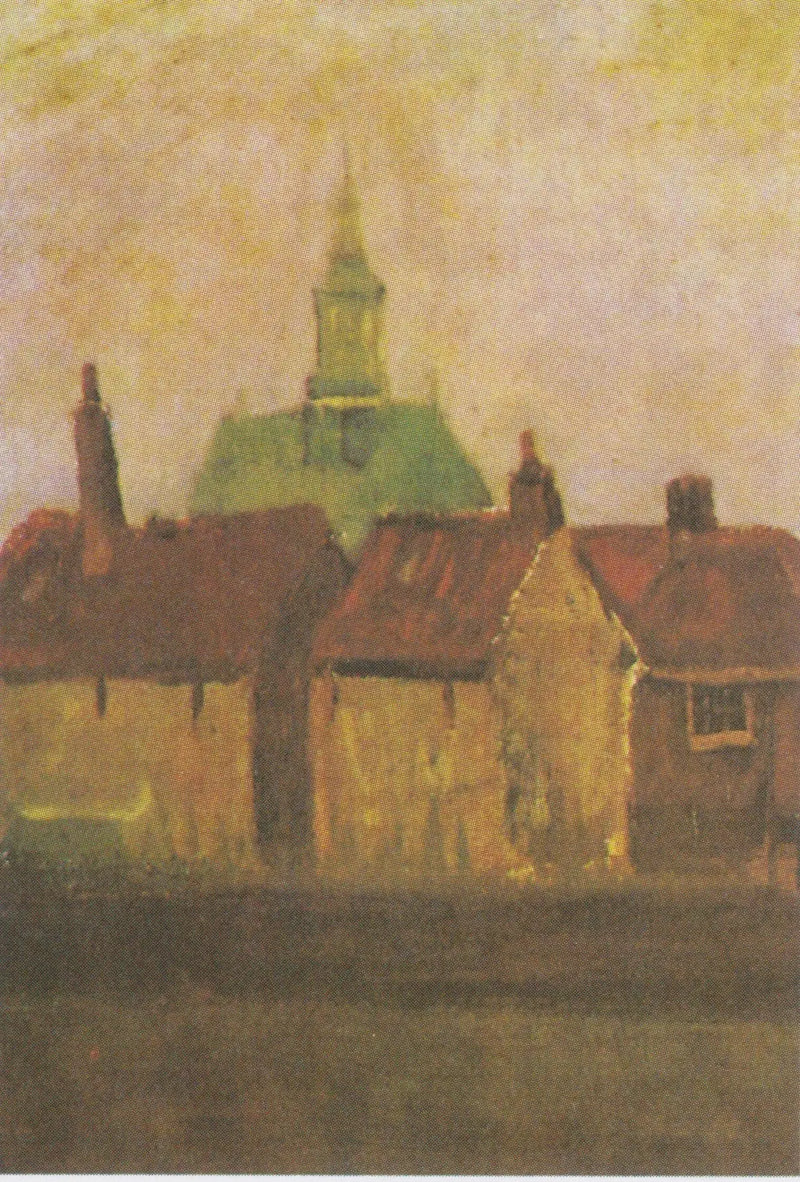Den nya kyrkan och de gamla husen i Haag - Vincent van Gogh
