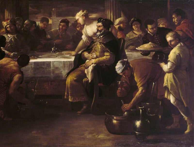 Den barmhärtige sonens liknelse: den feta kalven - Luca Giordano