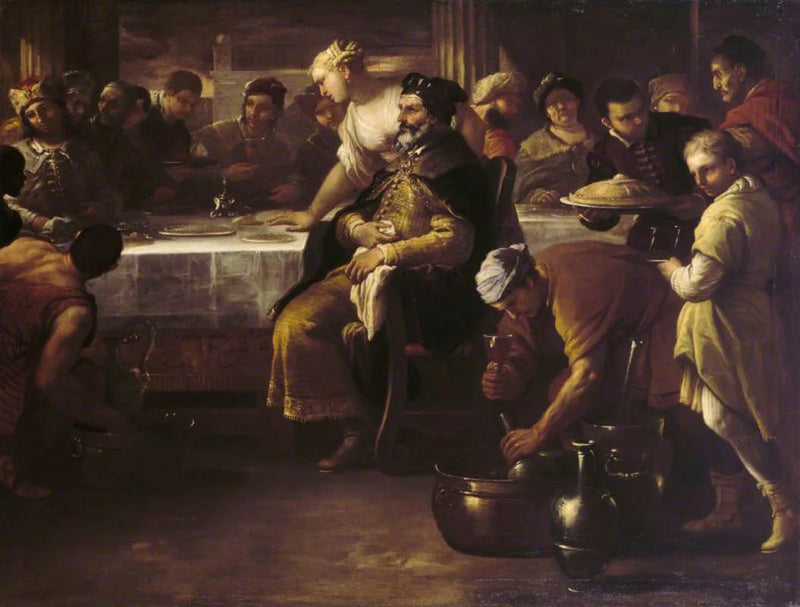 Den barmhärtige sonens liknelse: den feta kalven - Luca Giordano
