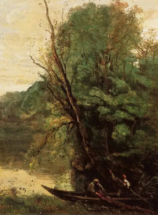 Fisket med fiskespö - Jean-Baptiste Camille Corot