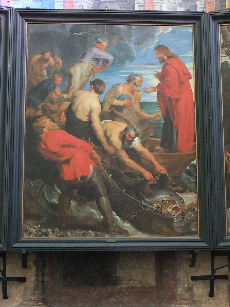 Den mirakulösa fisket, mittsektion - Peter Paul Rubens