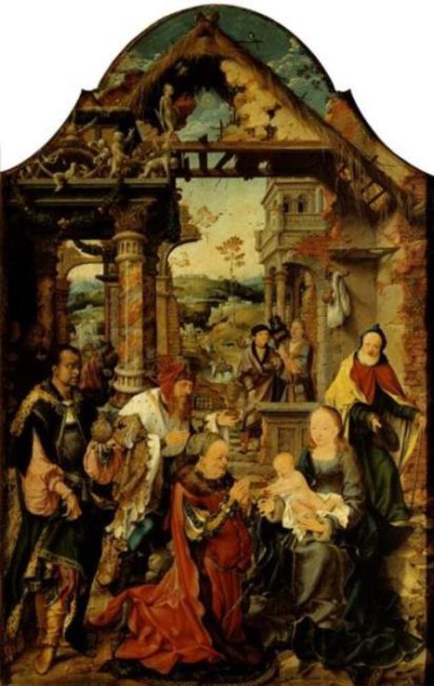 Lilla tillbedjan av de vise männen - Joos van Cleve