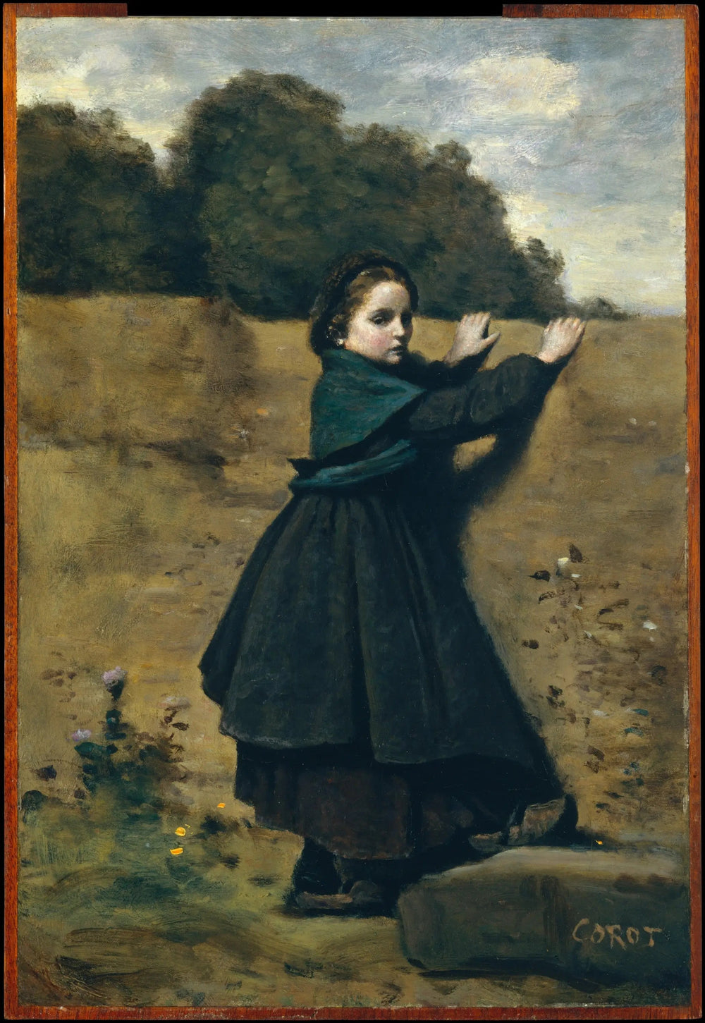 La petite fille curieuse - Jean-Baptiste Camille Corot image 1 copie peinte à la main à l’huile