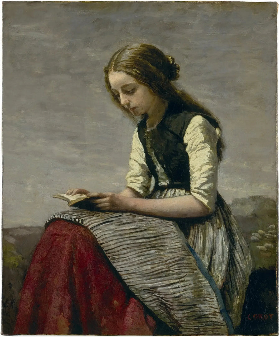 Den lilla läsaren - Jean-Baptiste Camille Corot