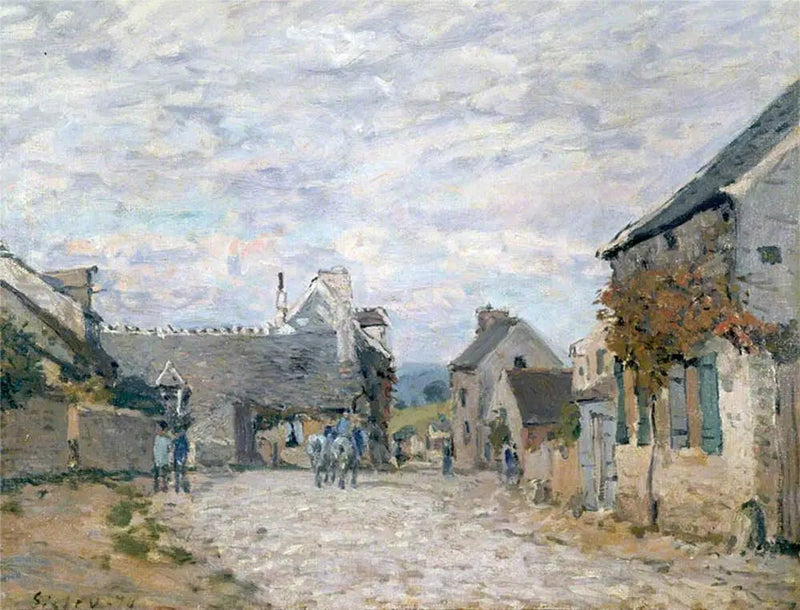 Den lilla platsen, bygatan - Alfred Sisley