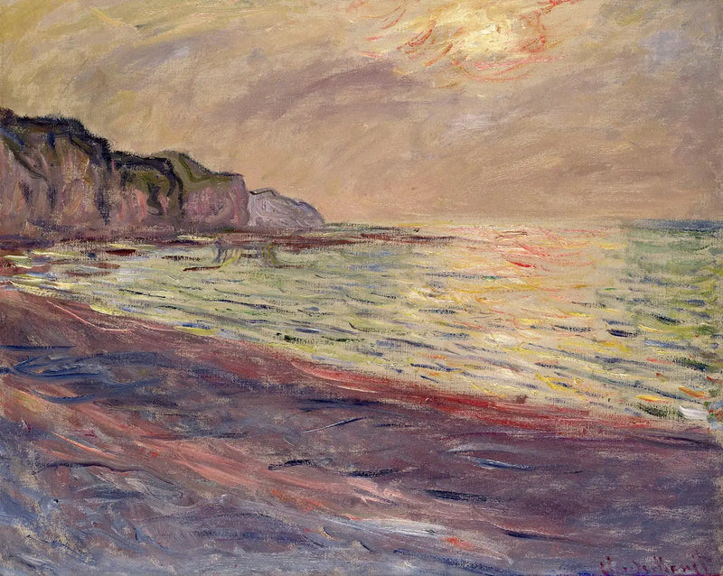 Stranden vid Pourville, solnedgång - Claude Monet