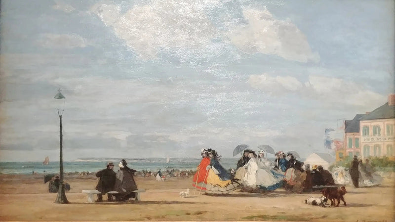 Stranden i Trouville - Kejsarinnan Eugénie och hennes svit - Eugène Boudin