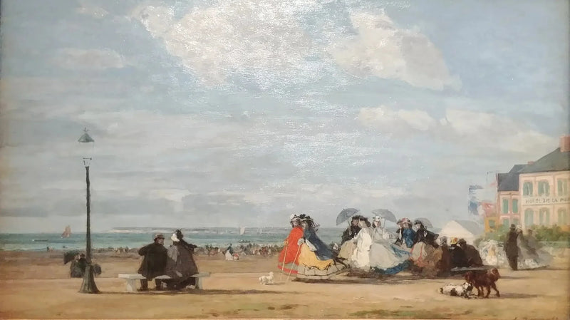 Stranden i Trouville - Kejsarinnan Eugénie och hennes svit - Eugène Boudin