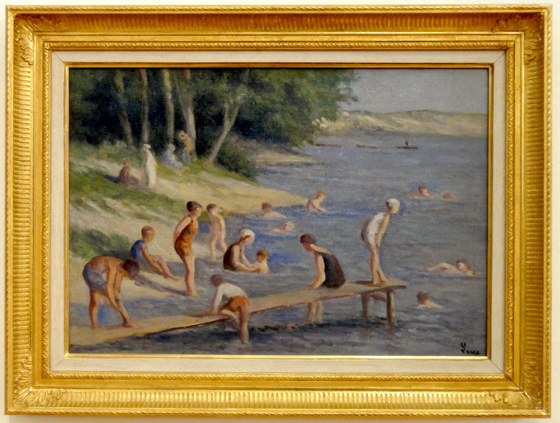 Méricourt-stranden, badning - Maximilien Luce