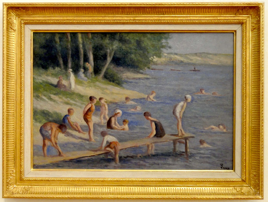 Méricourt-stranden, badning - Maximilien Luce