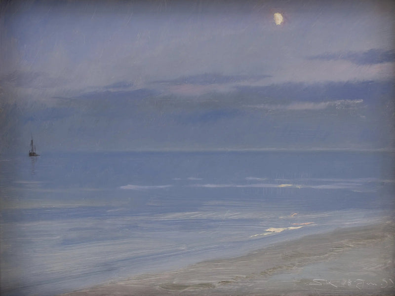 Skagens strand i månsken - Peder Severin Krøyer