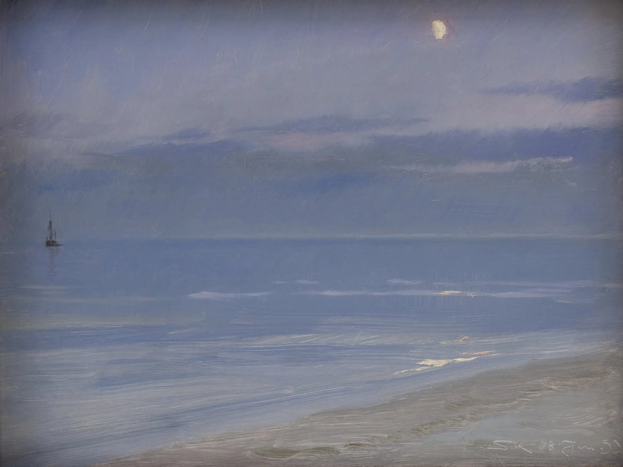 Skagens strand i månsken - Peder Severin Krøyer