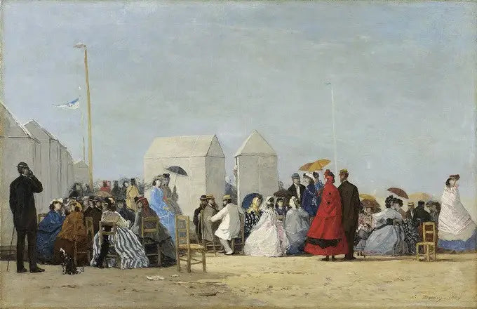 Trouvilles strand vid badtiden - Eugène Boudin