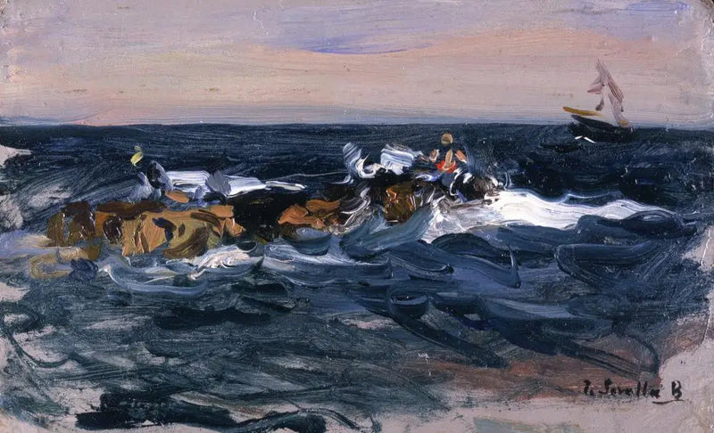 Stranden, Valencia (Oxar som drar en båt) - Joaquín Sorolla