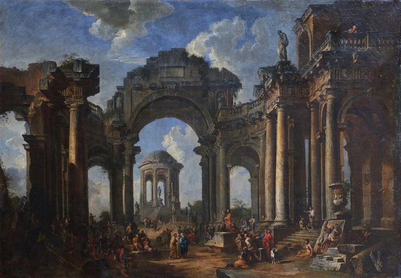 Apostelns predikan i ruiner av dorisk arkitektur - Giovanni Paolo Panini