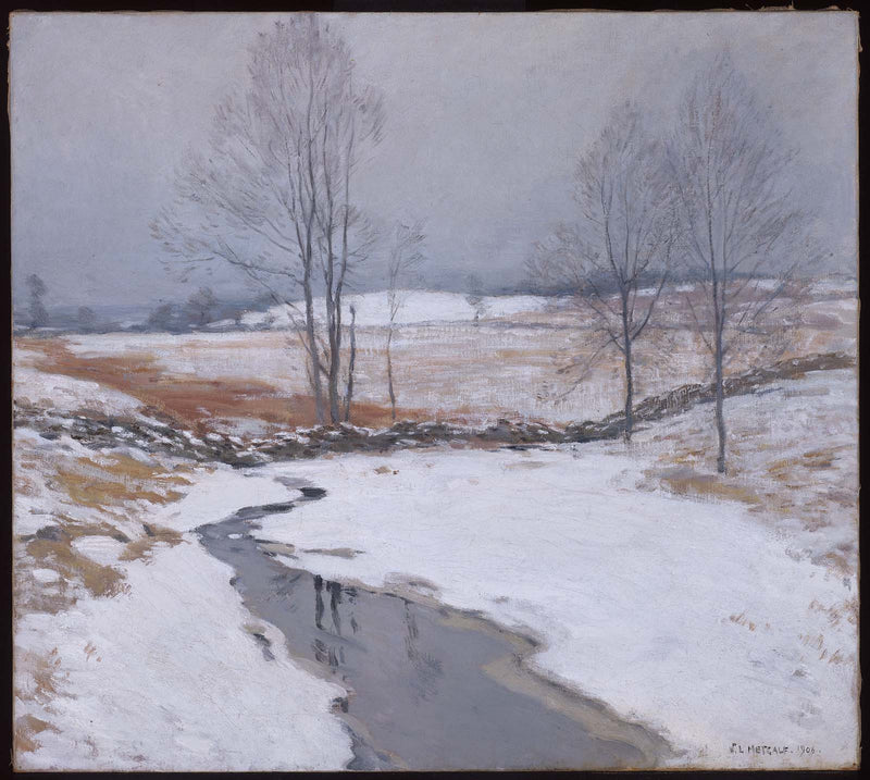 Den första snön - Willard Metcalf