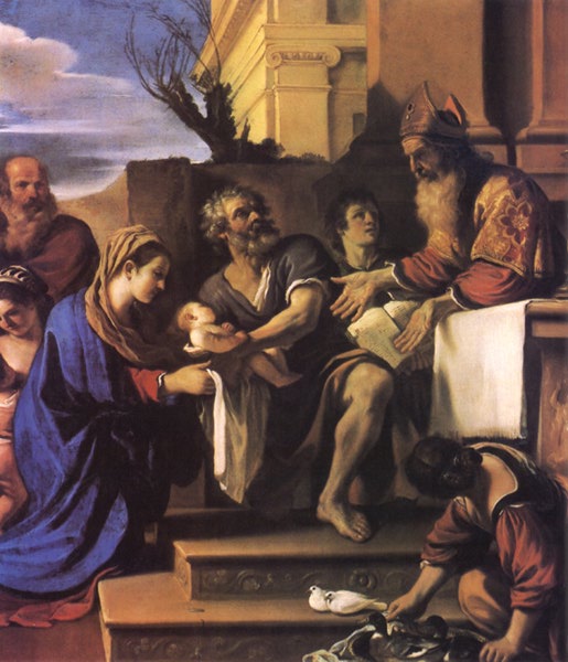 Jézus presentation i templet - Guercino
