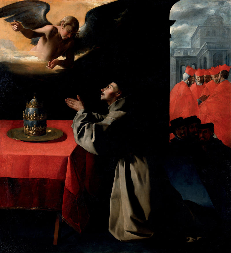 Bön av helige Bonaventura om valet av den nya påven - Francisco de Zurbarán