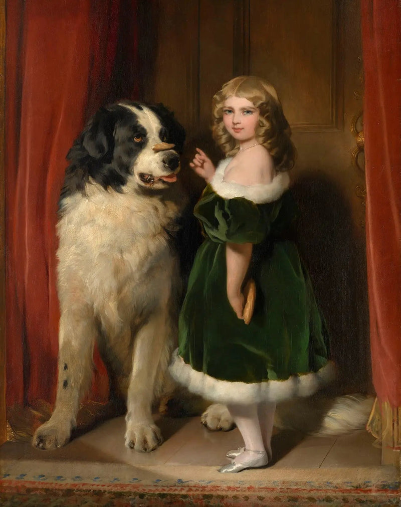 Prinsessan Mary av Cambridge med Nelson, en Newfoundland-hund - Edwin Henry Landseer