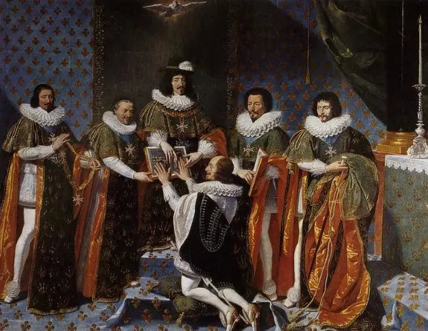 Hertigens av Longueville mottagande i Heliga Andens orden av kung Ludvig XIII 1633 - Philippe de Champaigne