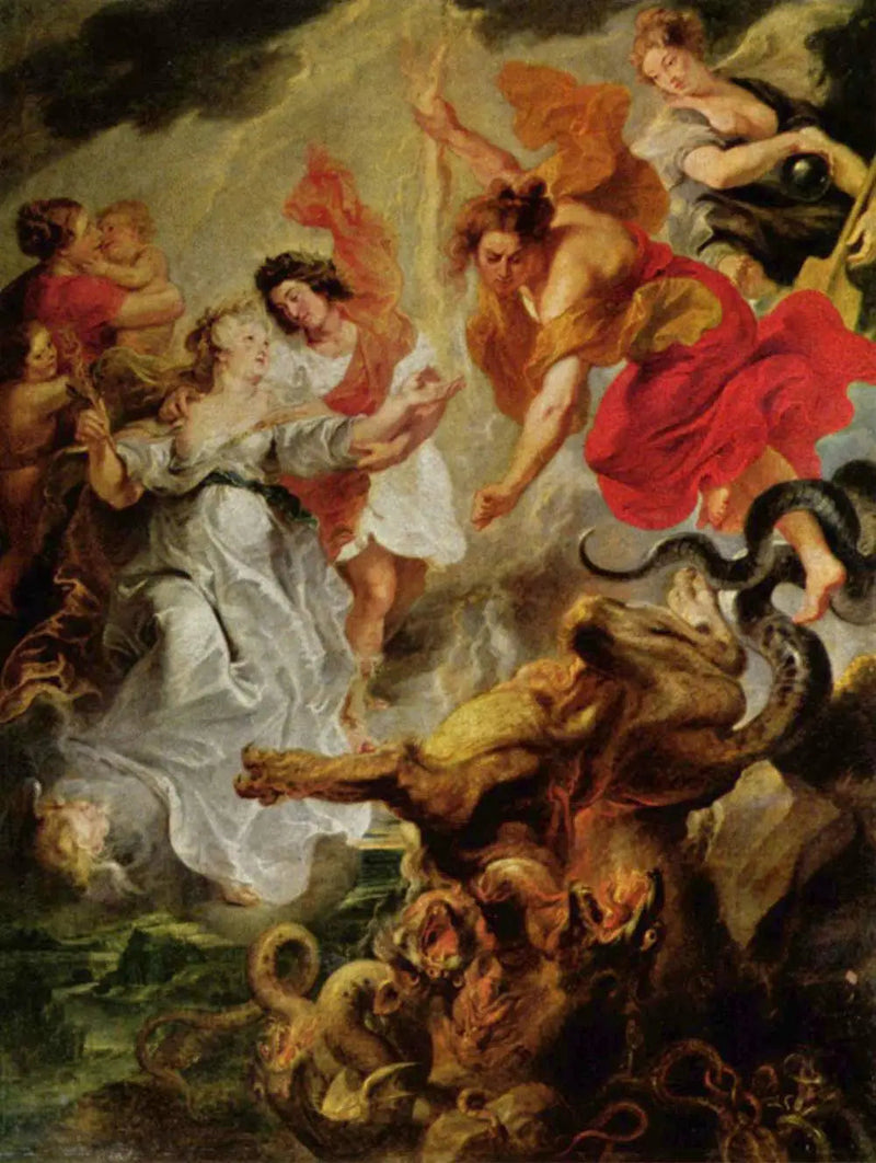Rekonsiliet mellan drottningen och hennes son efter hertigens död den 15 december 1621 - Peter Paul Rubens