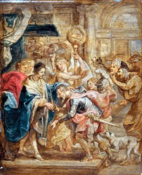 La réconciliation du roi Henri III et d'Henri de Navarre - Peter Paul Rubens image 1 tableau peint à l’huile sur toile