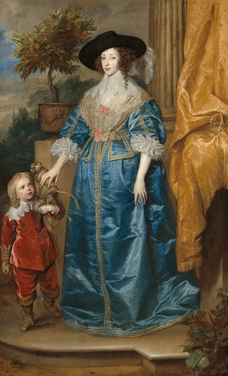 Kungen Henriette Marie och hennes son, Sir Jeffrey Hudson - Antoine van Dyck