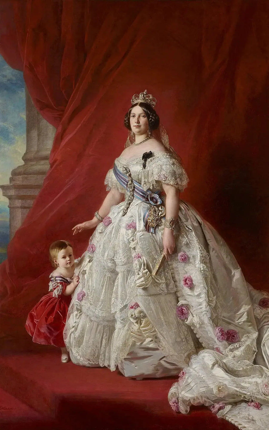 Queen Isabelle II med prinsessan av Asturien - Franz Xaver Winterhalter