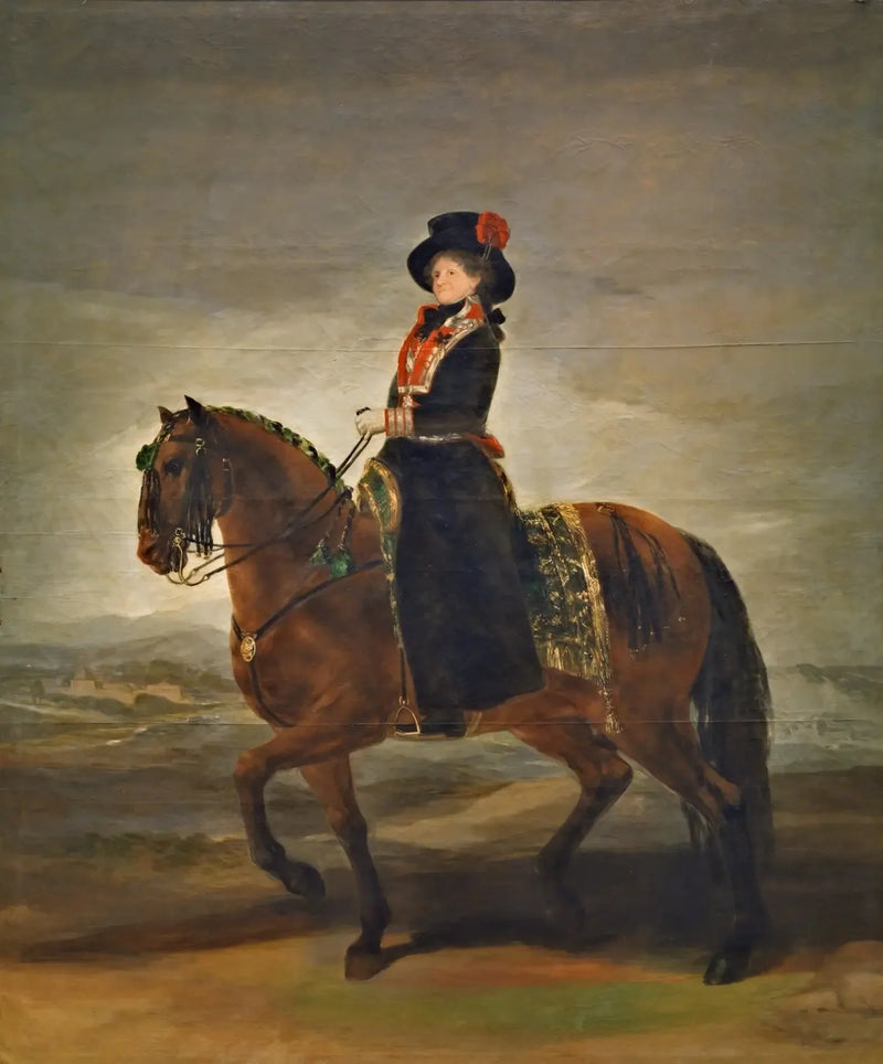 Drottning María Luisa till häst - Francisco de Goya